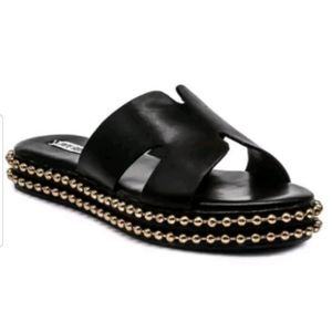 Cape Robbin Black Solid Print Sandals Shoes